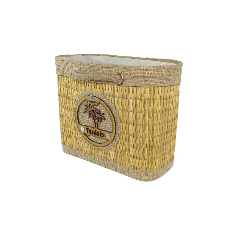 sac à main artisanal tunisien en fibre de smar – fait main, léger, Éco responsable – 25 x 21 cm – anses extensibles en corde naturelle – yabombok