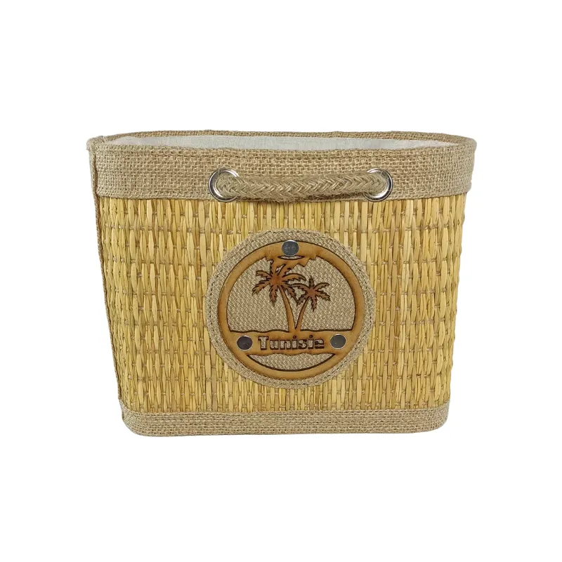 sac à main artisanal tunisien en fibre de smar – fait main, léger, Éco responsable – 25 x 21 cm – anses extensibles en corde naturelle – yabombok