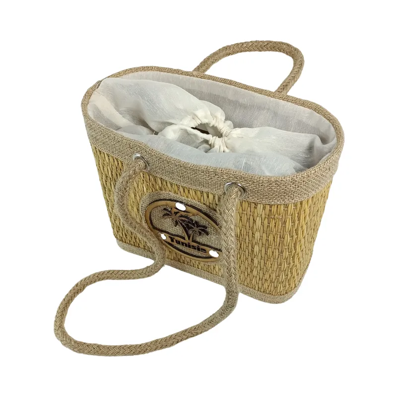 sac à main artisanal tunisien en fibre de smar – fait main, léger, Éco responsable – 25 x 21 cm – anses extensibles en corde naturelle – yabombok