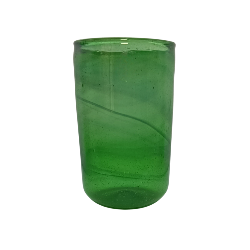 grand vase cylindrique en verre soufflé vert Émeraude fait main | design simple artisanal | décoration de table 22 cm kgv219