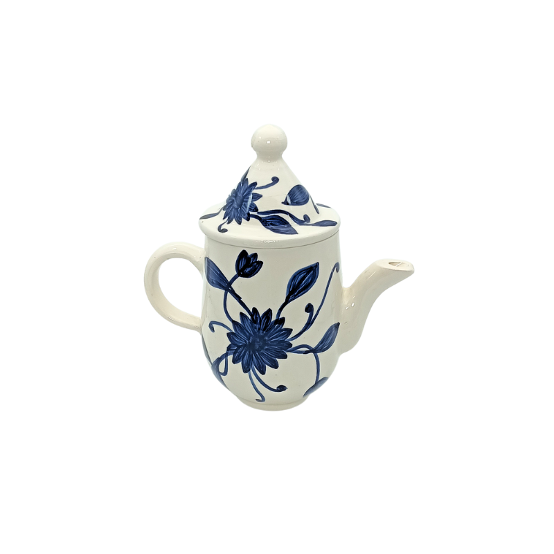 théière artisanale en céramique blanche Émaillée | bouilloire fait main | pot à infusion design rustique / moderne | idée cadeau service à thé khc022