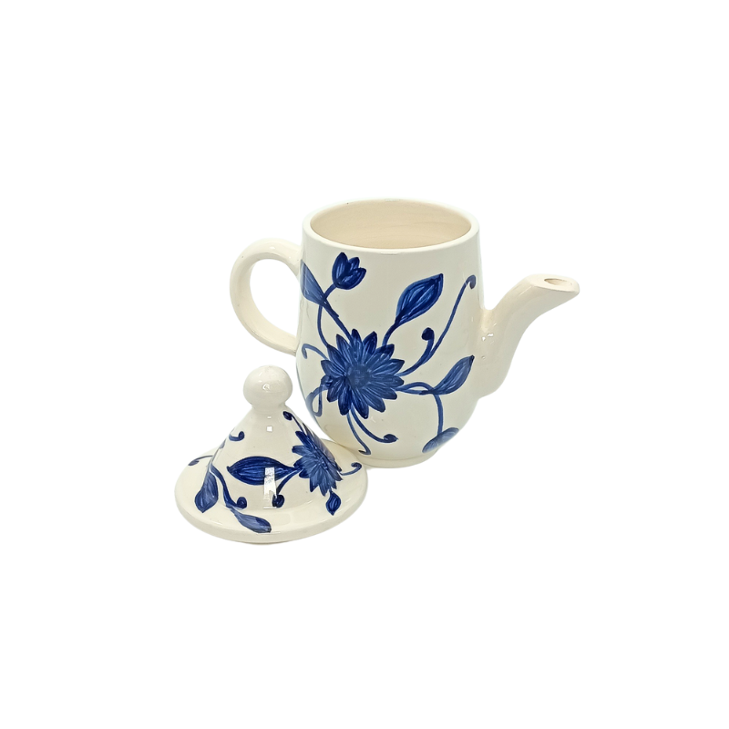 théière artisanale en céramique blanche Émaillée | bouilloire fait main | pot à infusion design rustique / moderne | idée cadeau service à thé khc022