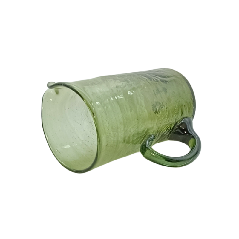 vase cylindrique en verre soufflé vert Émeraude artisanal fait main 21 cm design Épuré et naturel décoration de table contemporaine kgv226