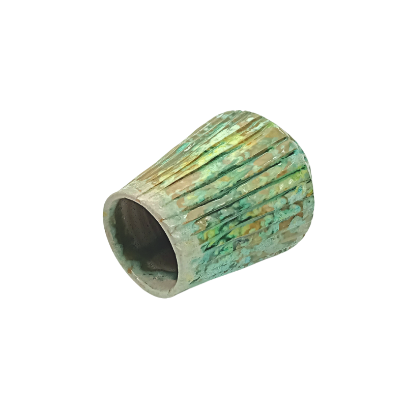 vase pot de fleur céramique texturée | glaçure réactive artisanale vert turquoise marron | décoration moderne boho chic knc029