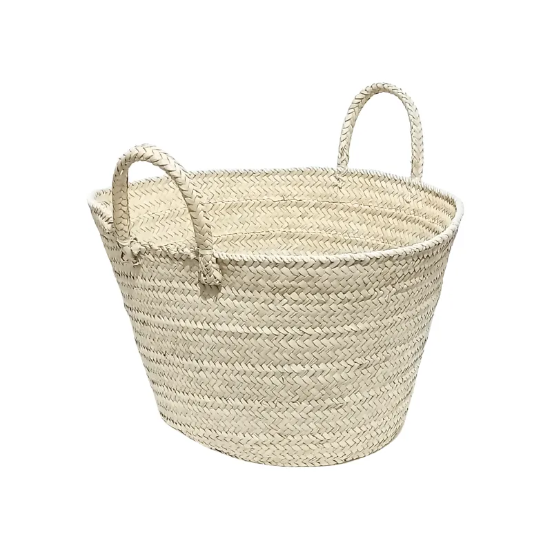 couffin artisanal en fibre de palmier naturelle – grand sac tressé à la main | 100 % naturel | idéal pour courses, plage, pique nique – fabrication tunisienne haut de gamme