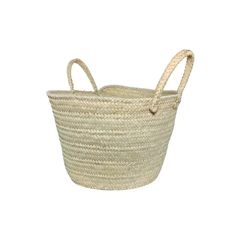 couffin artisanal en fibre de palmier naturelle – grand sac tressé à la main | 100 % naturel | idéal pour courses, plage, pique nique – fabrication tunisienne haut de gamme